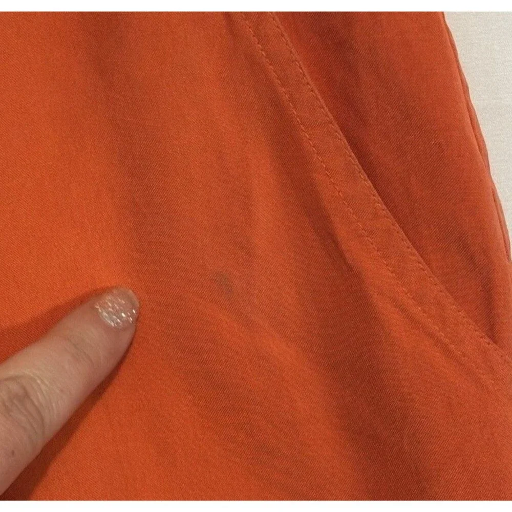 Vintage 100% Silk Orange High Waisted Pleated Trouser Pants‎ Classic Colorful